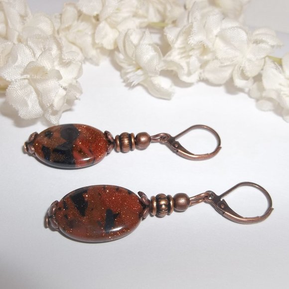 Earrings, Orange Earrings, Rust Earrings, Boho Earrings, Sandstone Earring 7923 - Picture 4 of 8